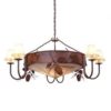 Ponderosa Pine Chandelier with Shaeds